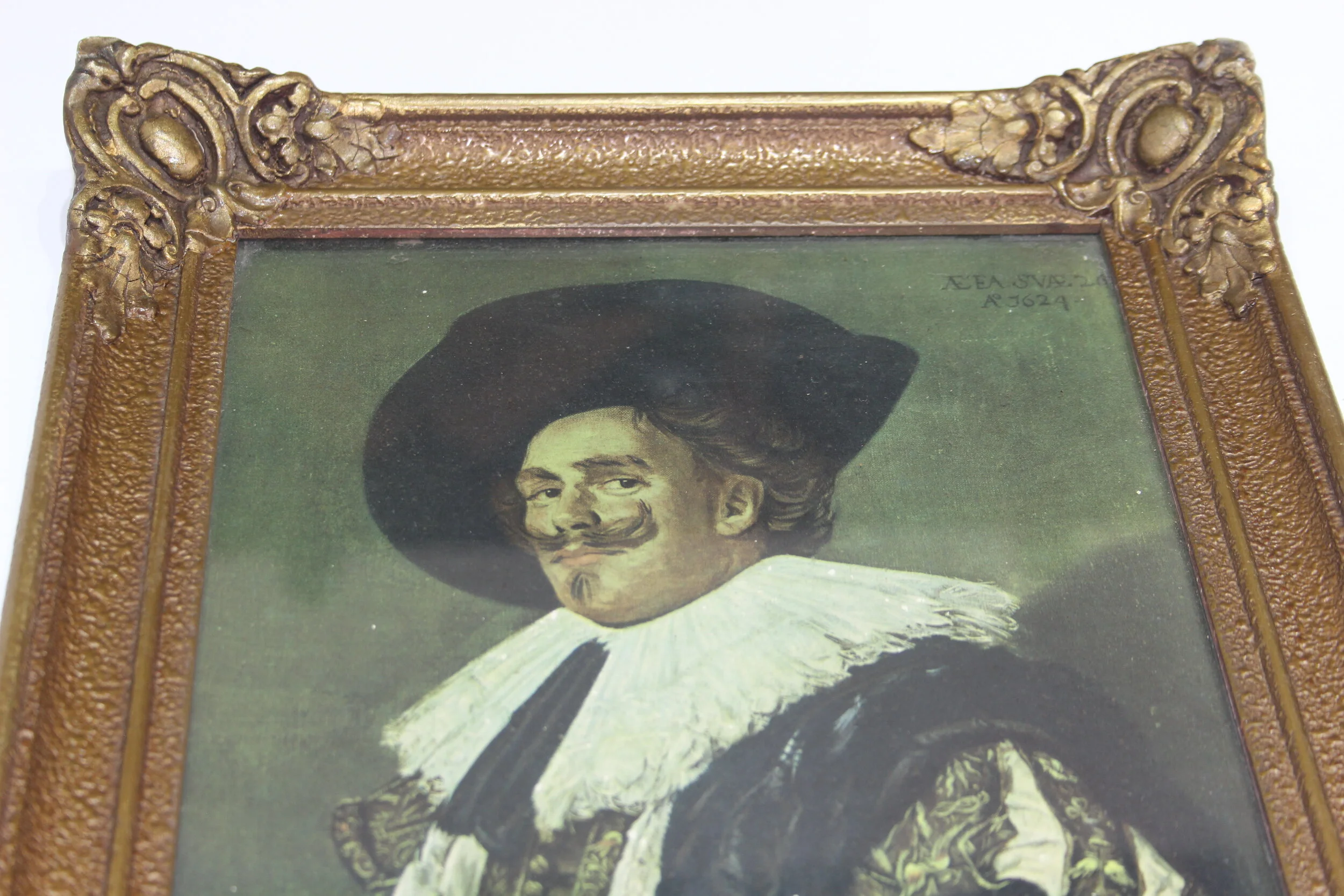 ‘Laughing Cavalier’ print in Mid-Century ornate Gold Frame 