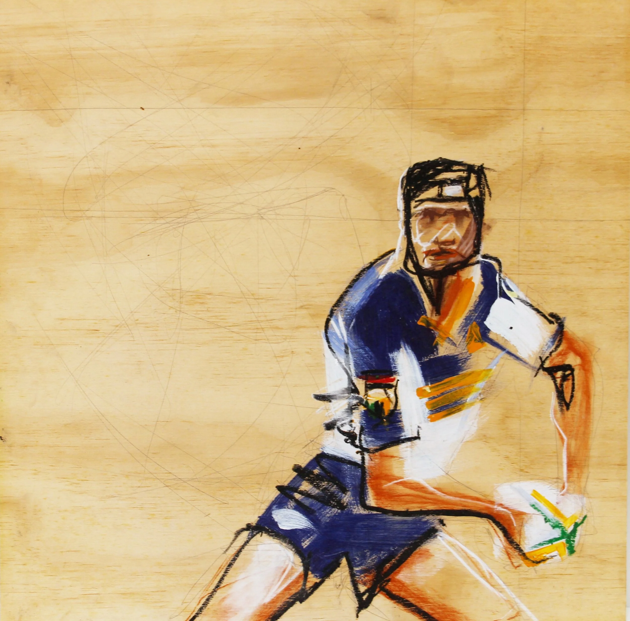 "Larkham" - Deane Featonby football rugby art