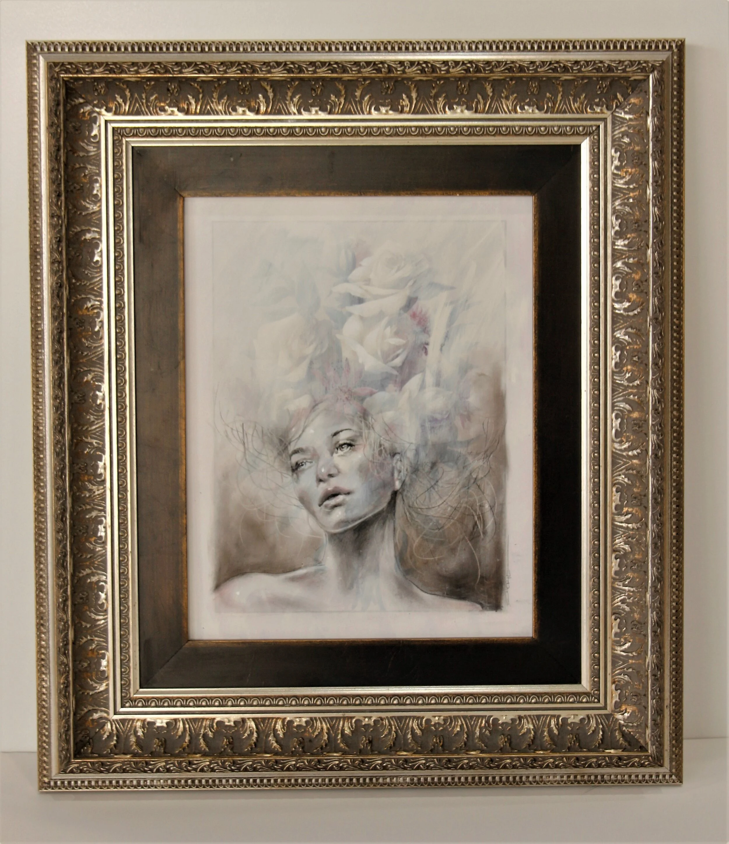 Rose mixed media on board Cherie strong artis pura