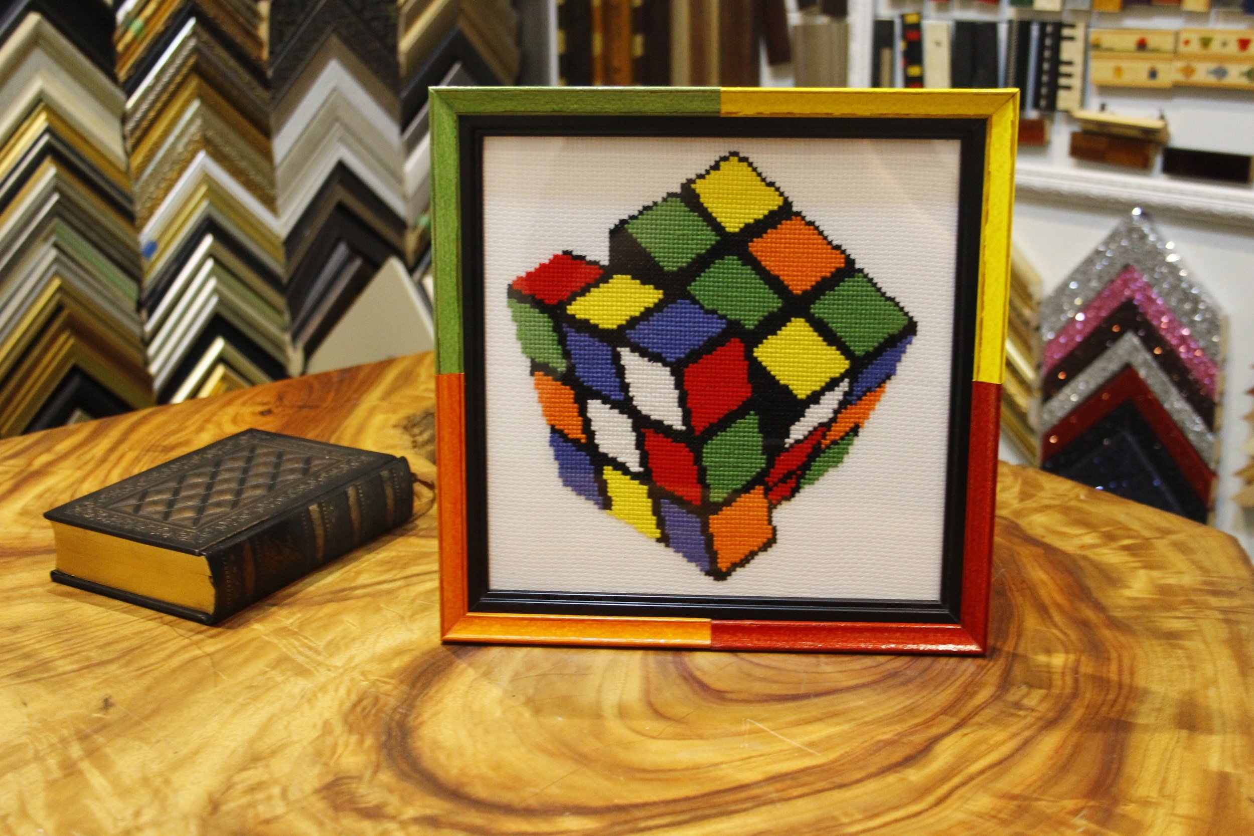 Rubix Cube Cross stitch frame