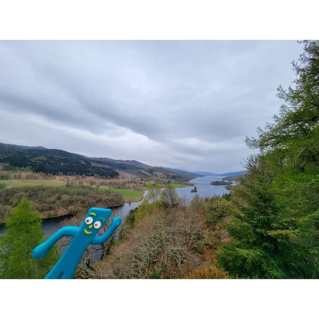 Picking back up on our (and Gumby's) adventure... 

Leaving Edinburgh early, we made our way to #QueensView overlooking Loch Trummel in Pitlochry. We came upon a little spot for lunch and found a local hiking spot for birding and made our way down th