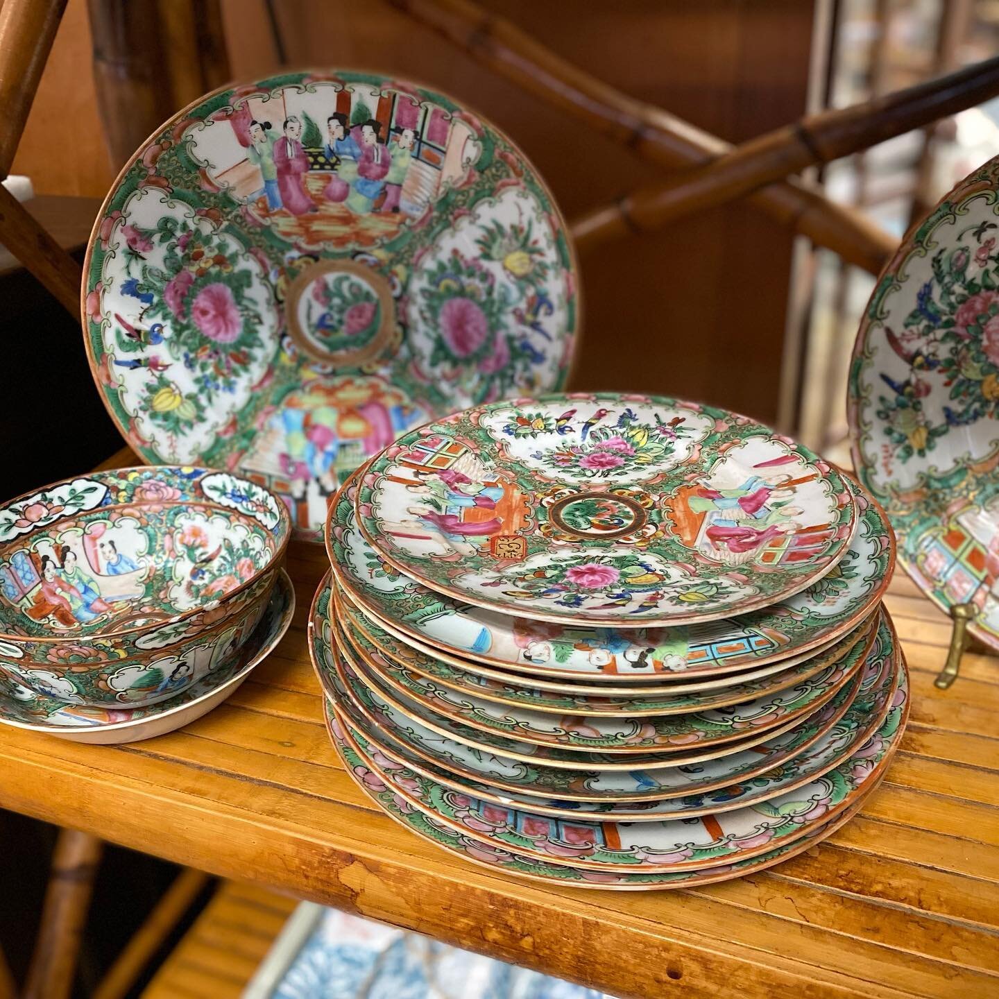We snagged this set of ANTIQUE CHINESE FAMILLE ROSE MEDALLION PORCELAIN CHINA (Circa 1900) on a recent buying trip. They are individually priced. Come see these beautiful pieces and start your collection TODAY.  STAY TUNED for many more new pictures 