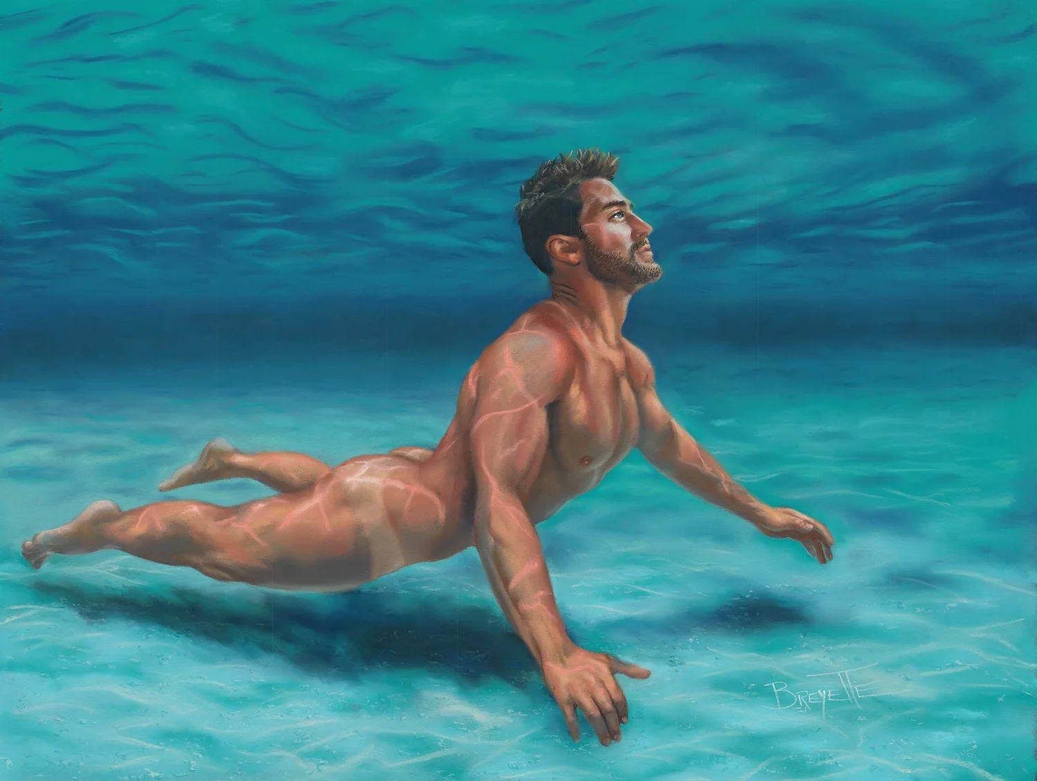 underwater boy nude Underwater - Gay male nude fine art print of a pastel painting — Art of  Michael Breyette