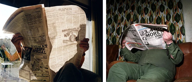 Larry Sultan , 1985 (left), David Moore , 1988 (right)