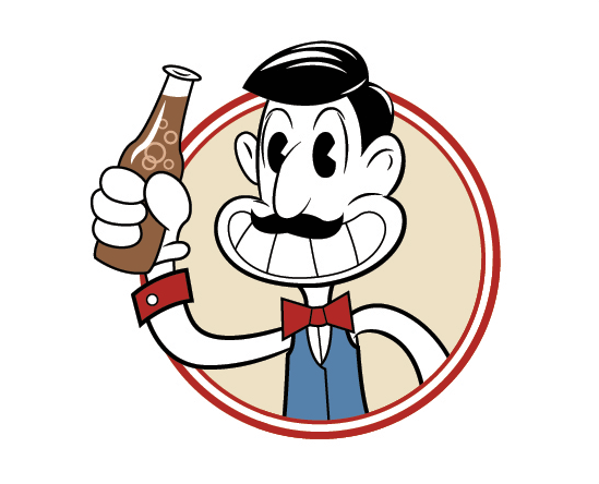 Cartoon Elias Disney enjoying O-Zell soda.
