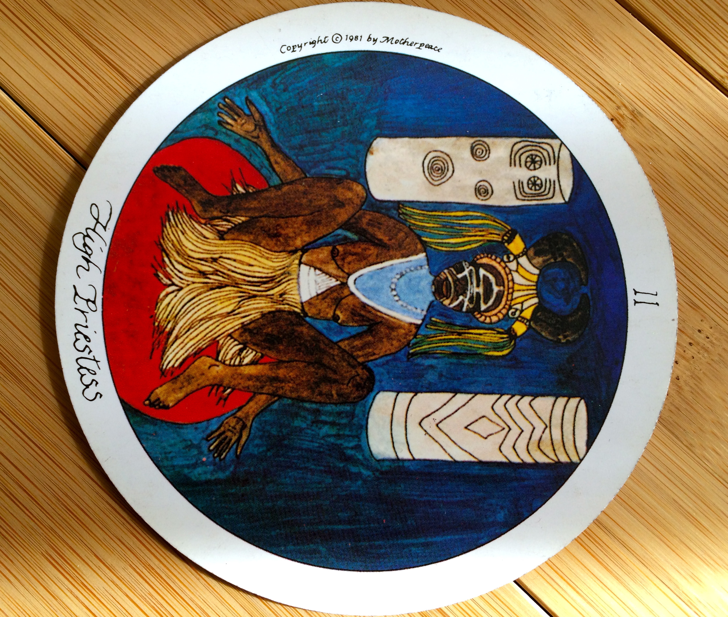 High Priestess to the right, Motherpeace deck