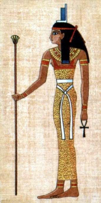 Ancient Egyptian Isis hieroglyphic rendering