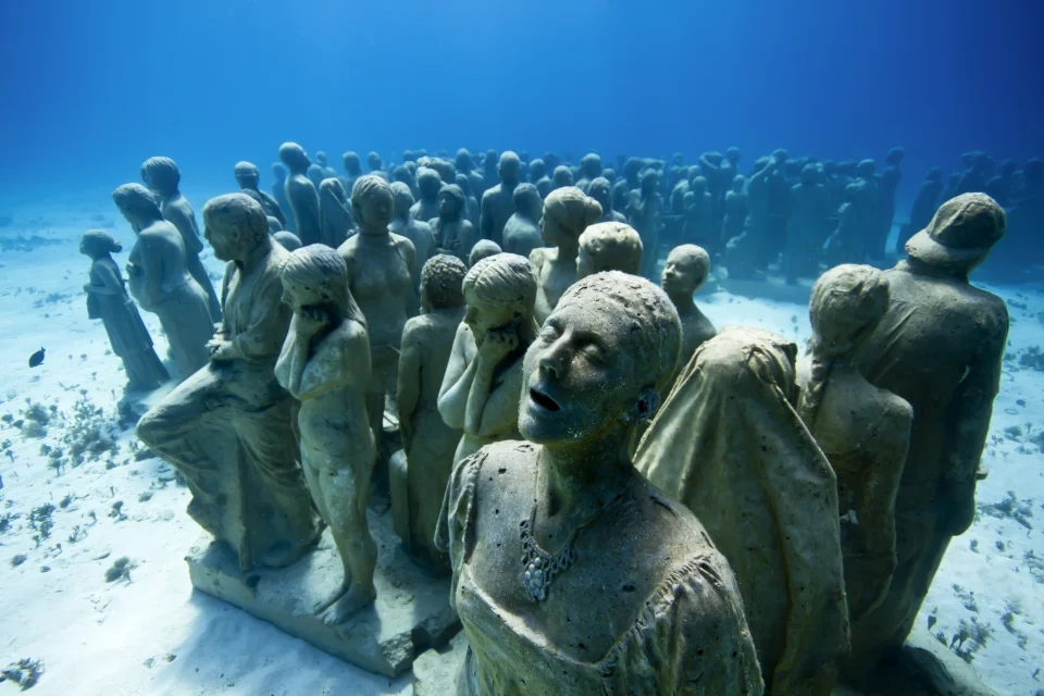 Image of The Silent Evolution, an underwater sculpture by Jason deCaires Taylor