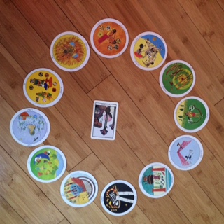Astrological spread containing Aquarian Tarot Deck and Motherpeace Tarot Deck cards