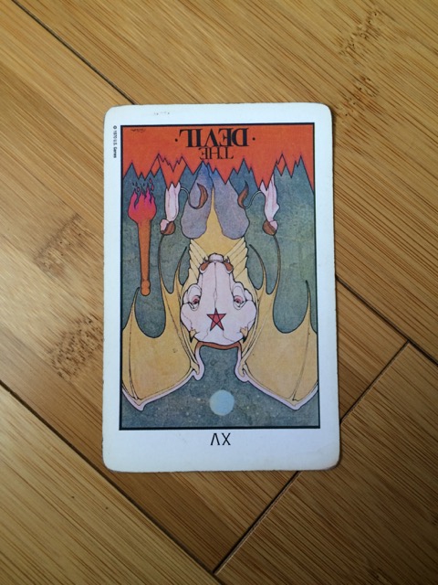 Devil card reversed, Aquarian tarot deck