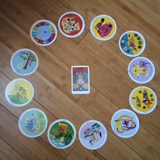 Astrological spread containing Aquarian Tarot Deck and Motherpeace Tarot Deck cards