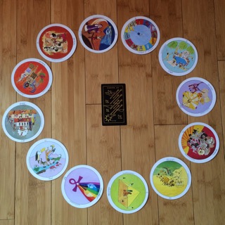 Astrological spread containing Motherpeace and Golden Thread Tarot cards