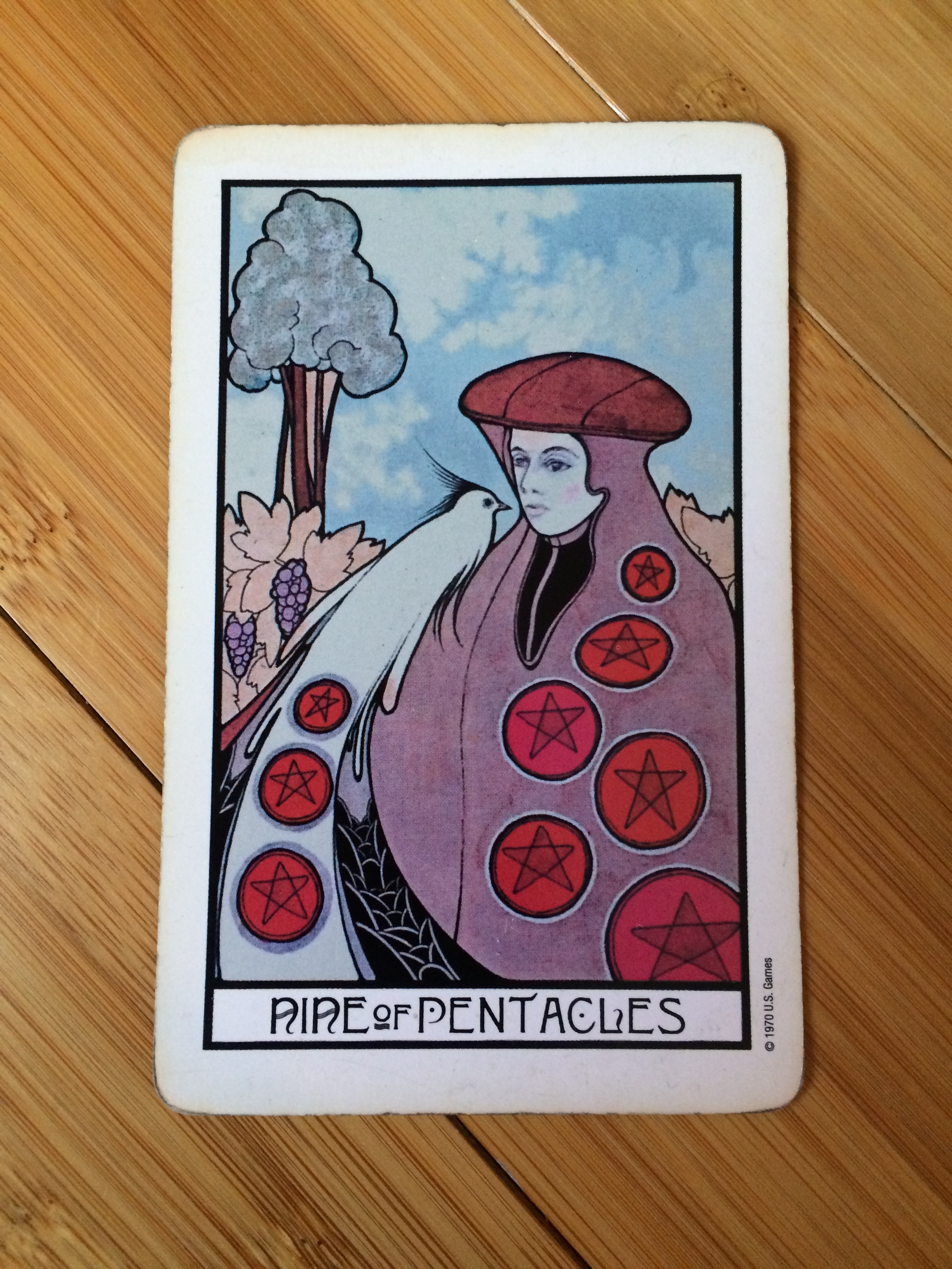 Nine of Pentacles from the Aquarian Tarot