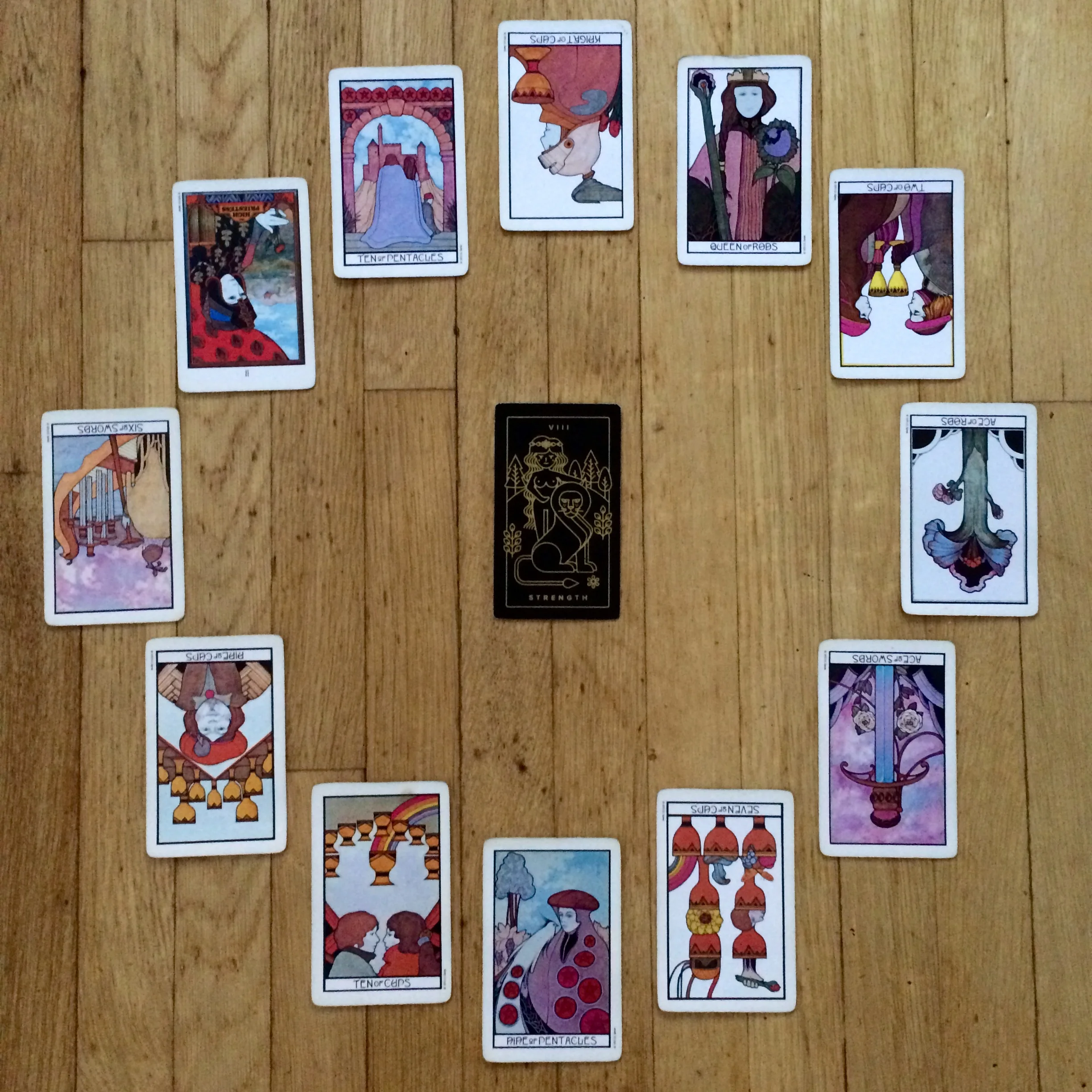Astrological spread with Golden Thread Tarot and Aquarian Tarot cards