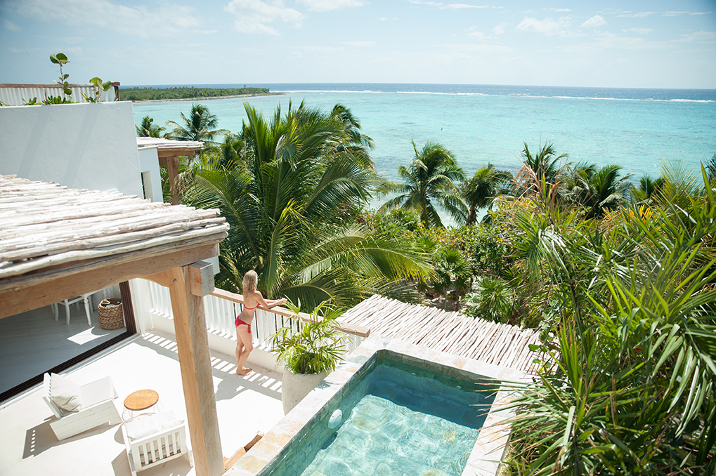 The third-floor Master Suite also has its own plunge pool and large terrace with private outdoor sitting area with incredible views of the turquoise Bay.