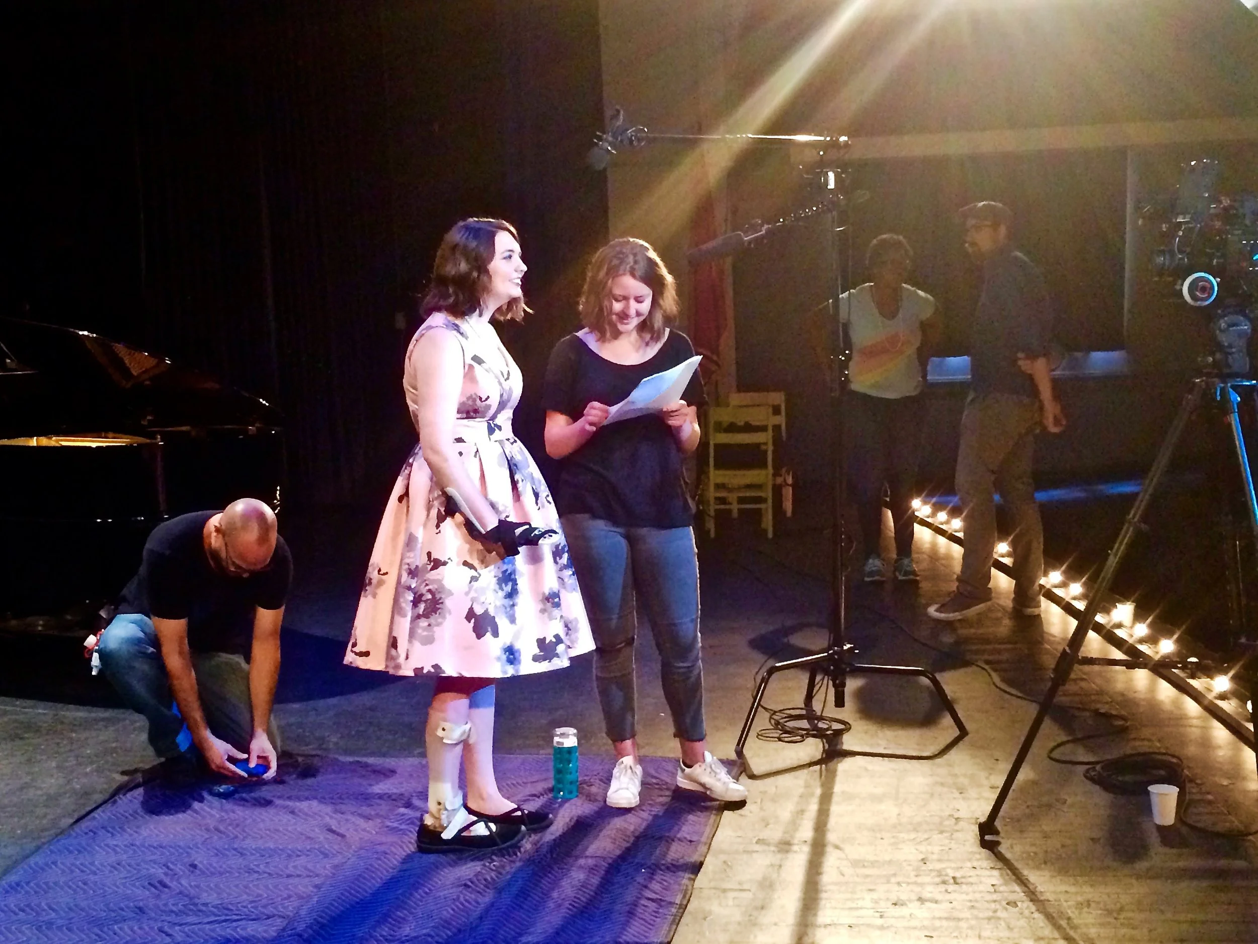 Caroline Knight, director, talking with Sophie about the interview.