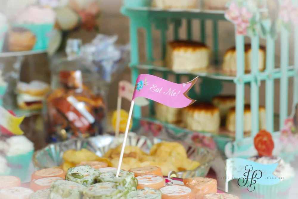 These Truly Scrumptious party canapé flags added the perfect vintage touch!