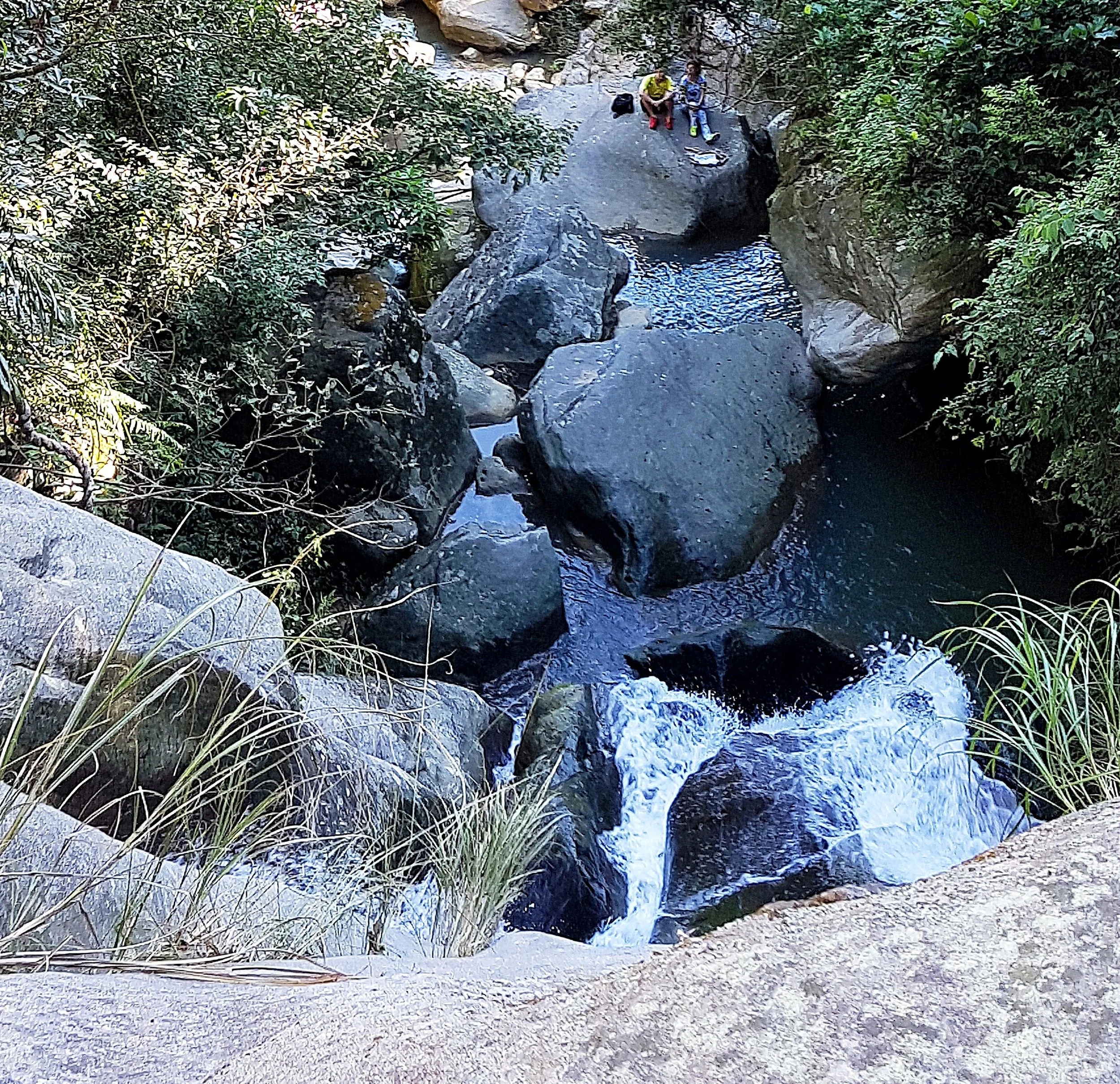 Looking over the top of the lower waterfall from the lip of the pool.