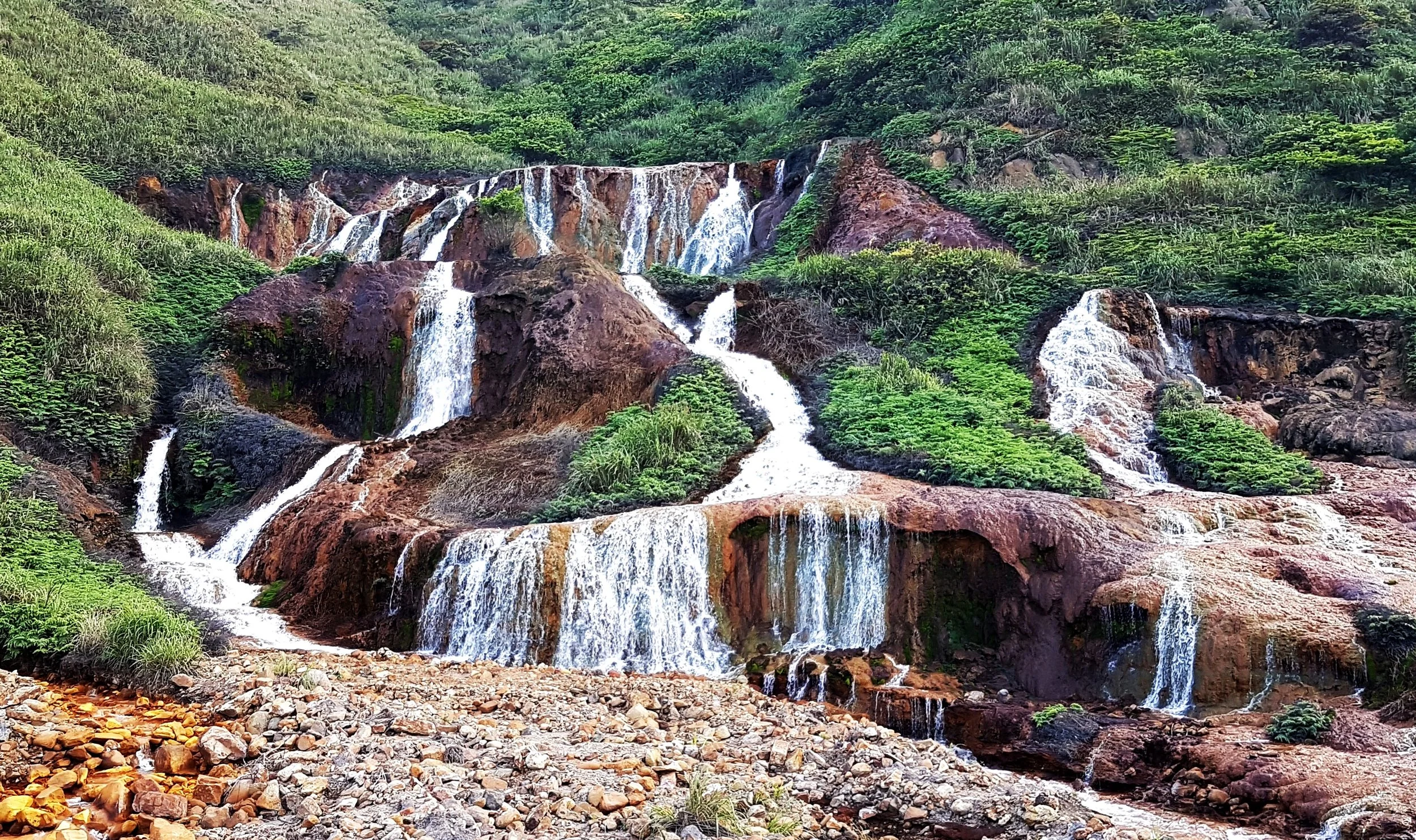 The Gold Waterfall is this hue because of minerals coming out of the mines. It's pretty but full of toxic metals