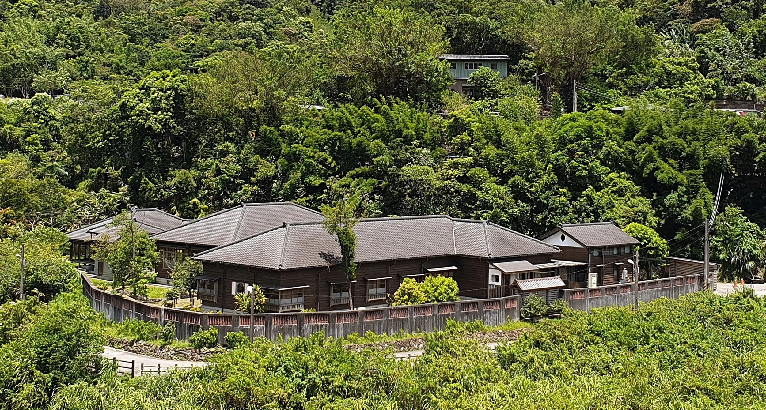 Looking down on the recently restored guesthouse