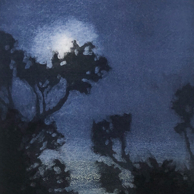 Monotype of Merri at Night. 2020