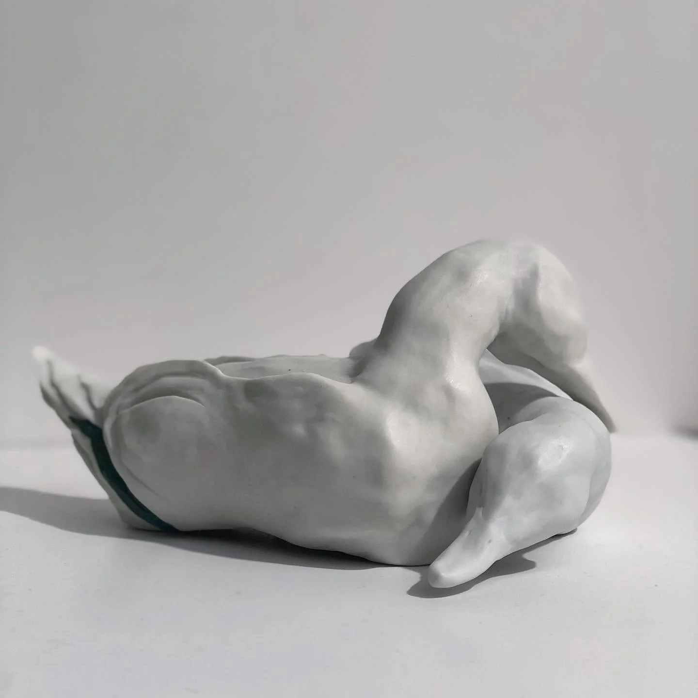 'Decoy', 2022. Hand built porcelain, green glaze. 