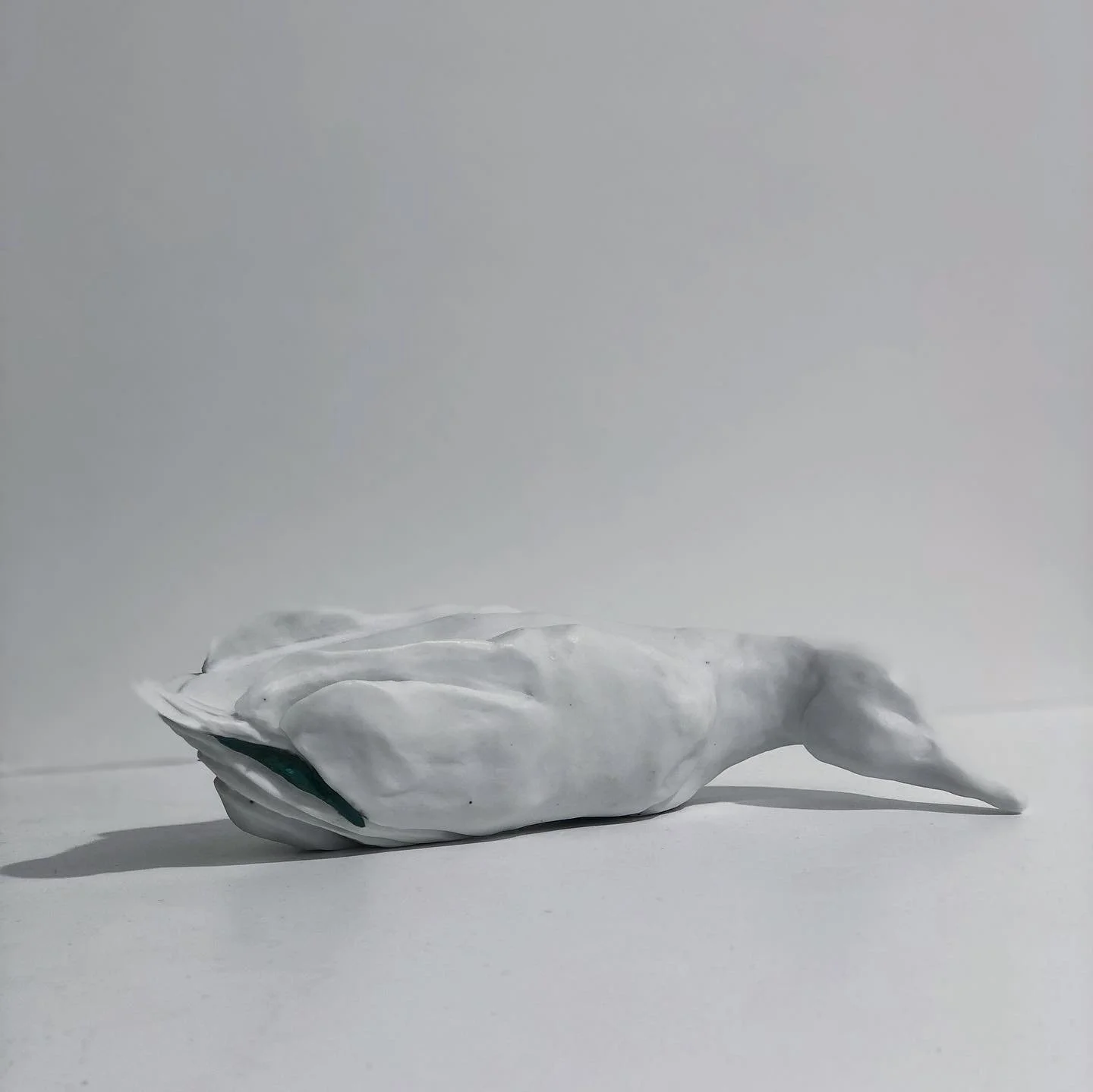 'Decoy' (single), 2022. Hand built porcelain, green glaze. 