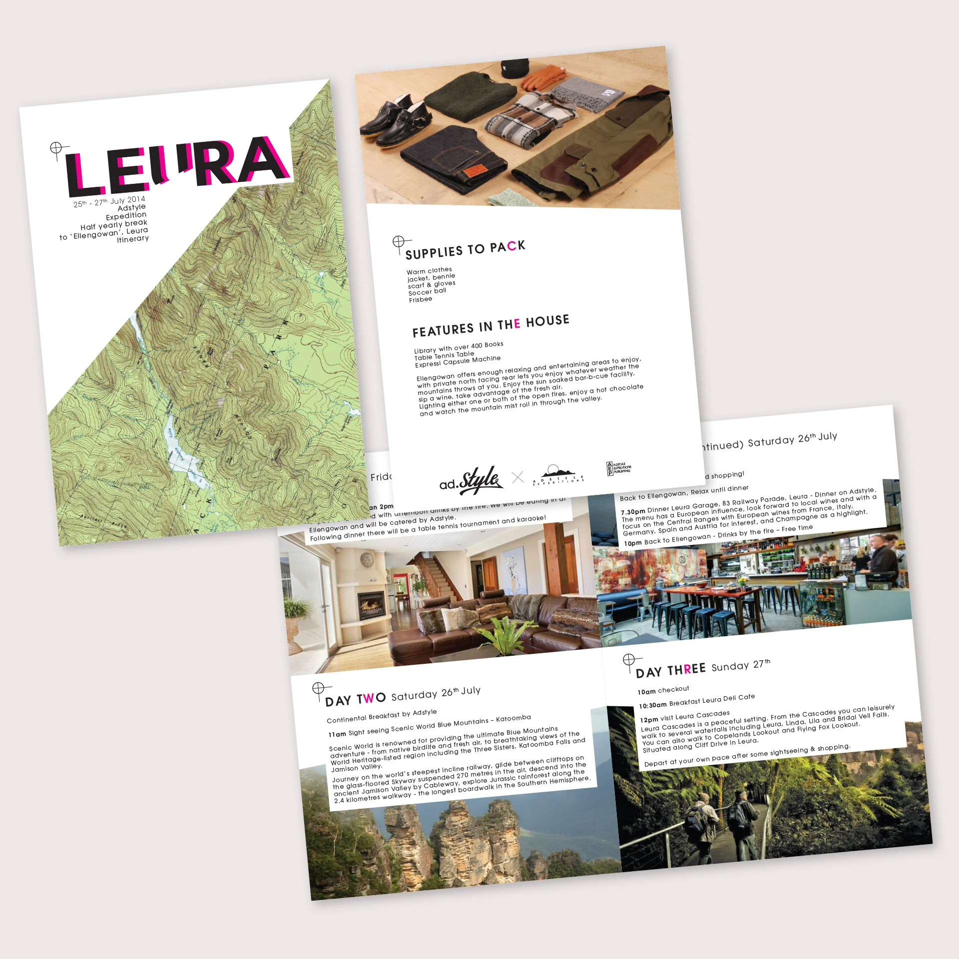 Travel Itinerary Advertising company weekend away planner. 297 x 210 2014