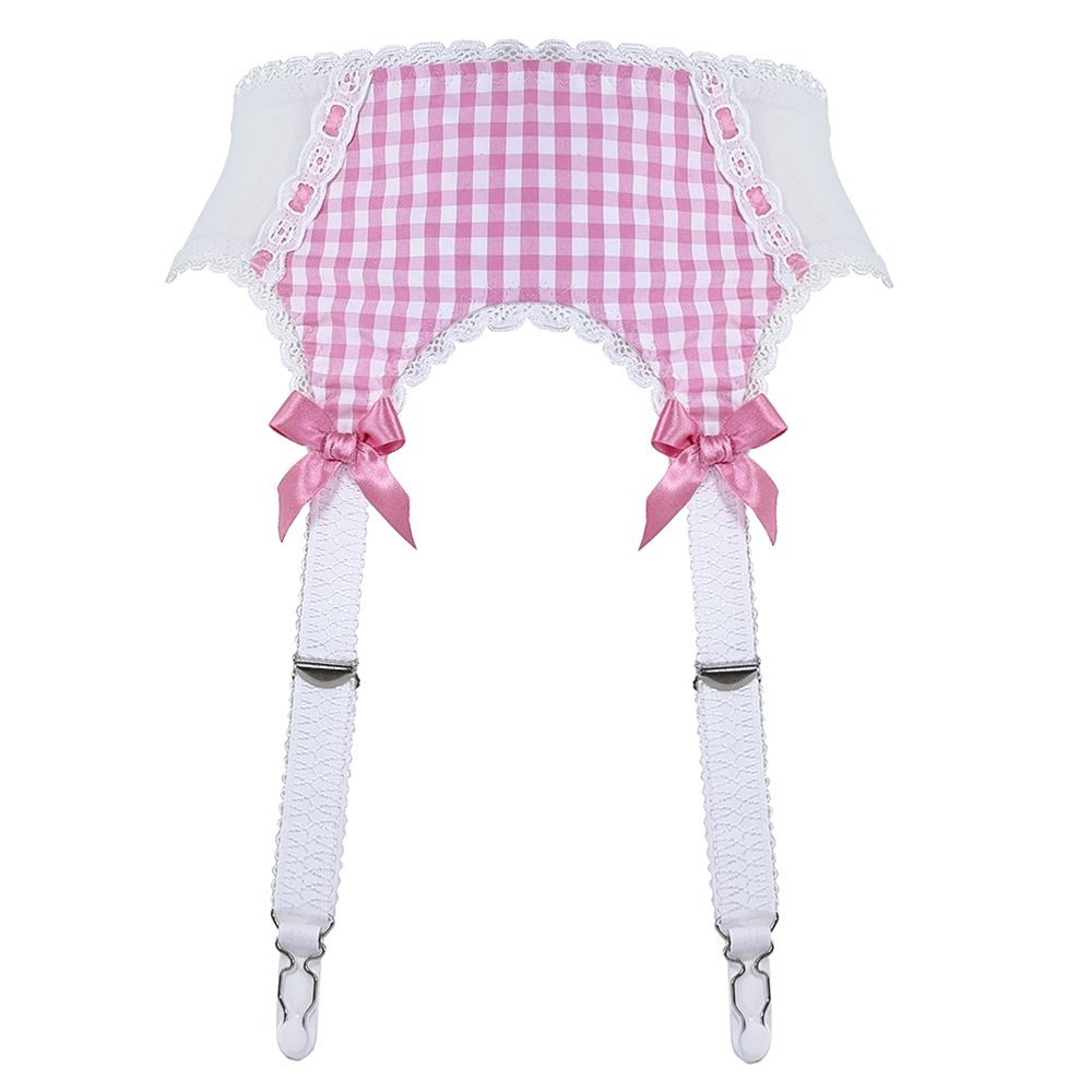 Cupcake candy pink gingham suspender belt — Buttress & Snatch