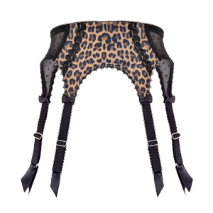 leopard print garter belt Six Clip Suspender Belt, Velvet Leopard Print main image 1