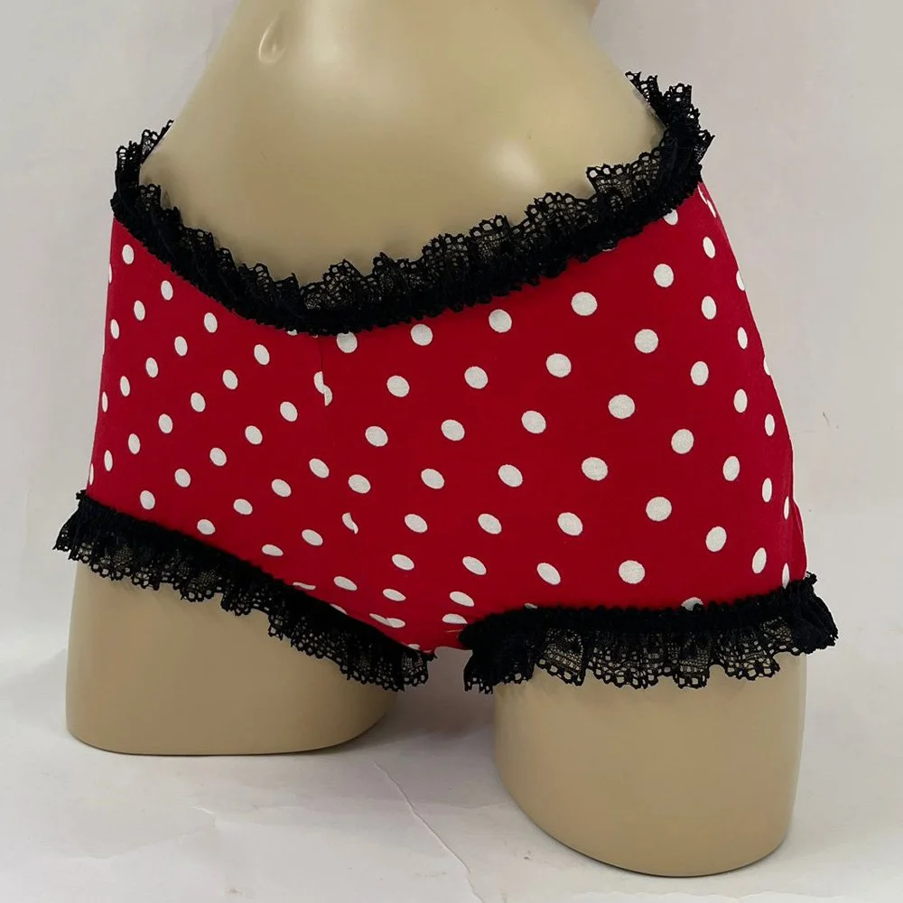 Stretch jersey polkadot frill shorts