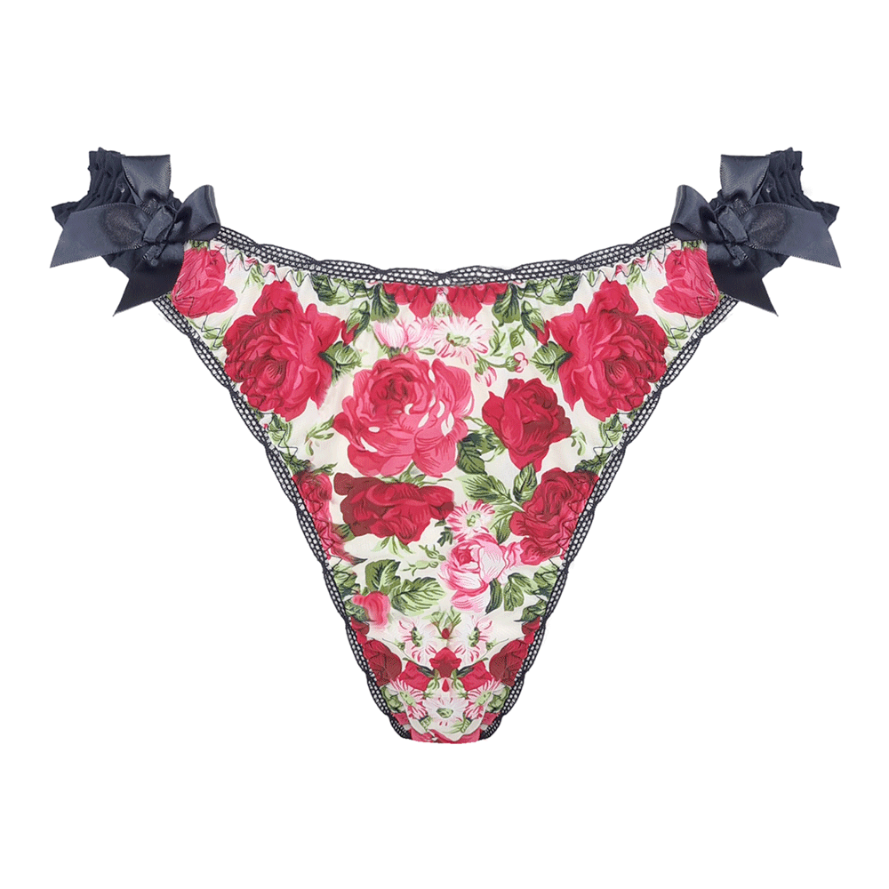 Old English Rose cotton print brief