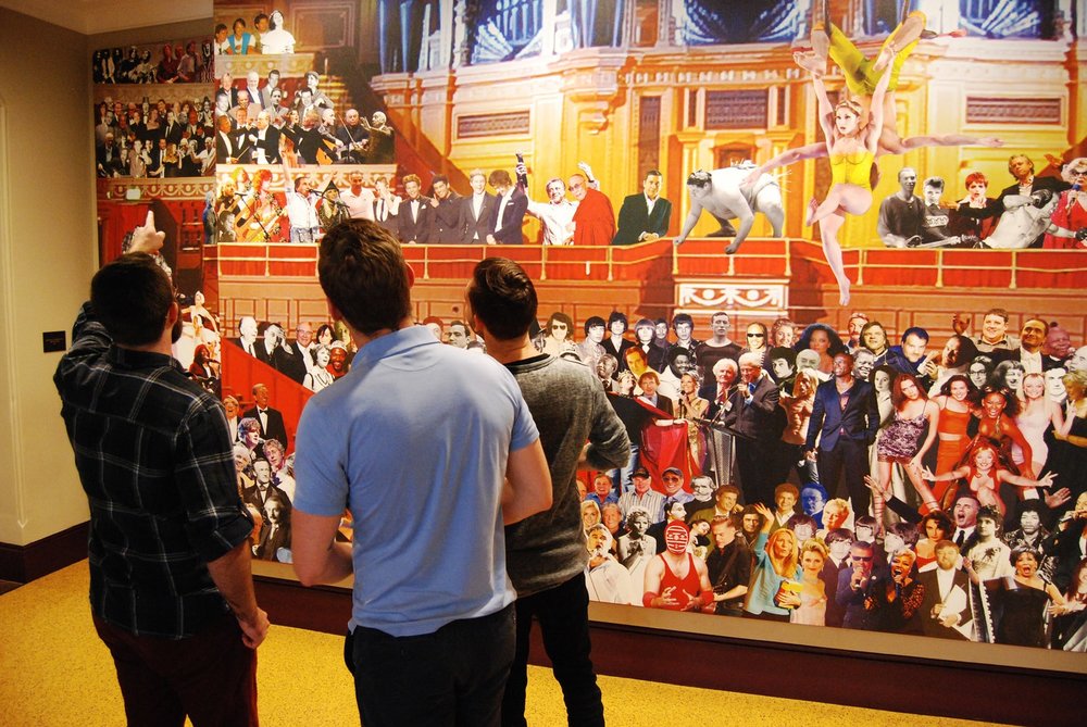 3bweb team looking at the Peter Blake mural at the Royal Albert Hall