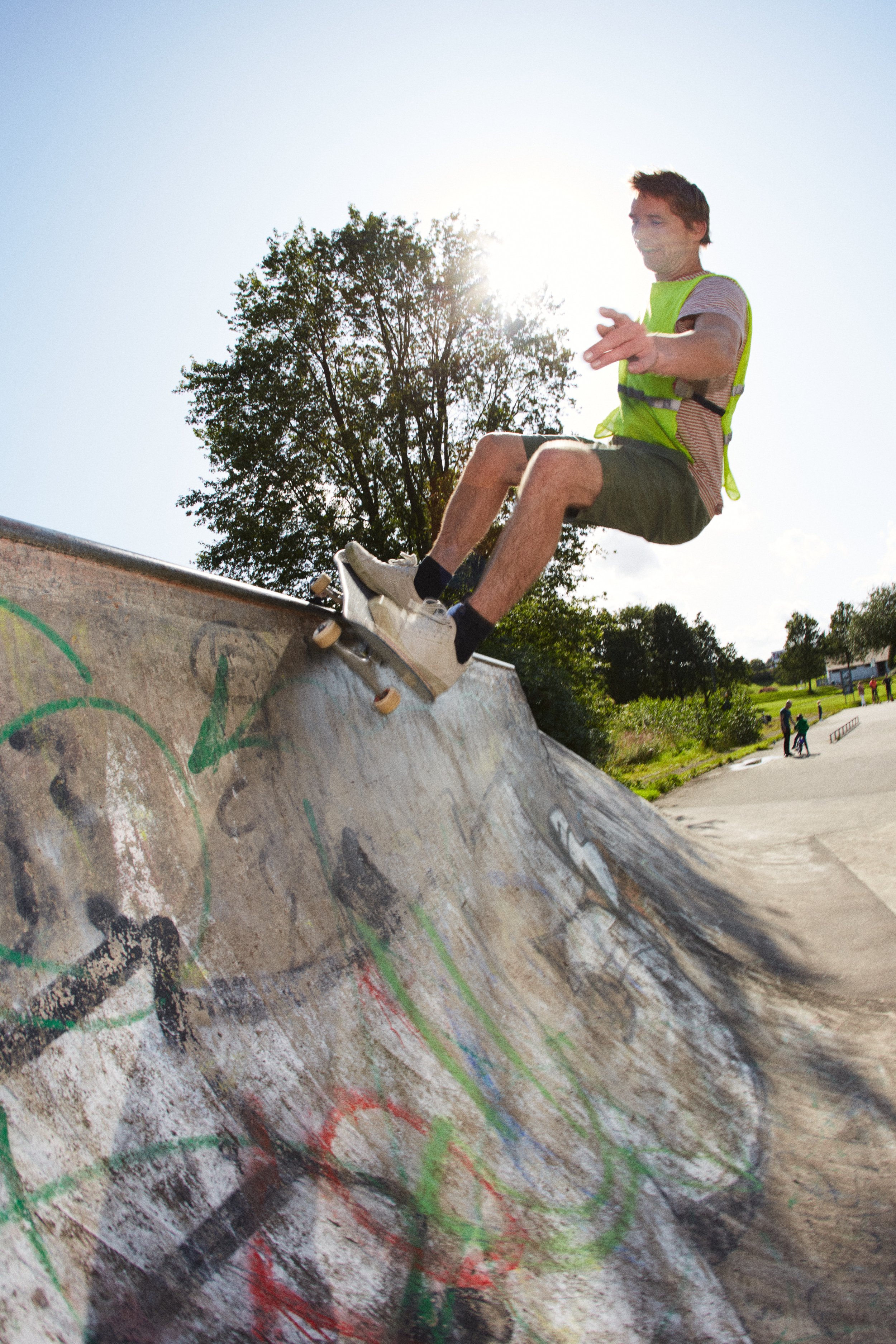  Fellow Scot, cyclist and skateboarder Mark Foster at Falkirk on the Why So Sad Mission in Scotland 2019. 