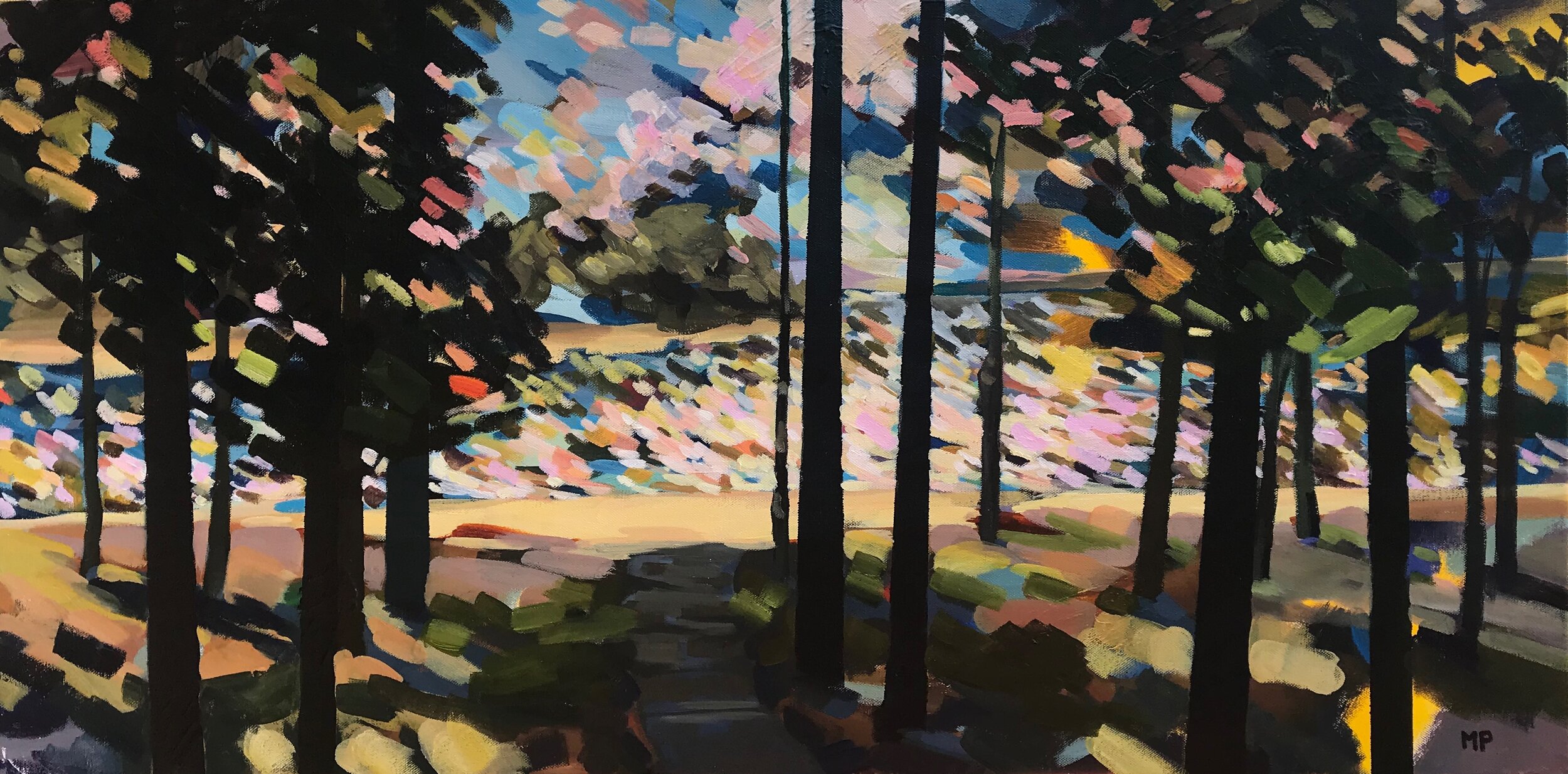 Lake Hartwell Spring acrylic on canvas 18"x36" SOLD