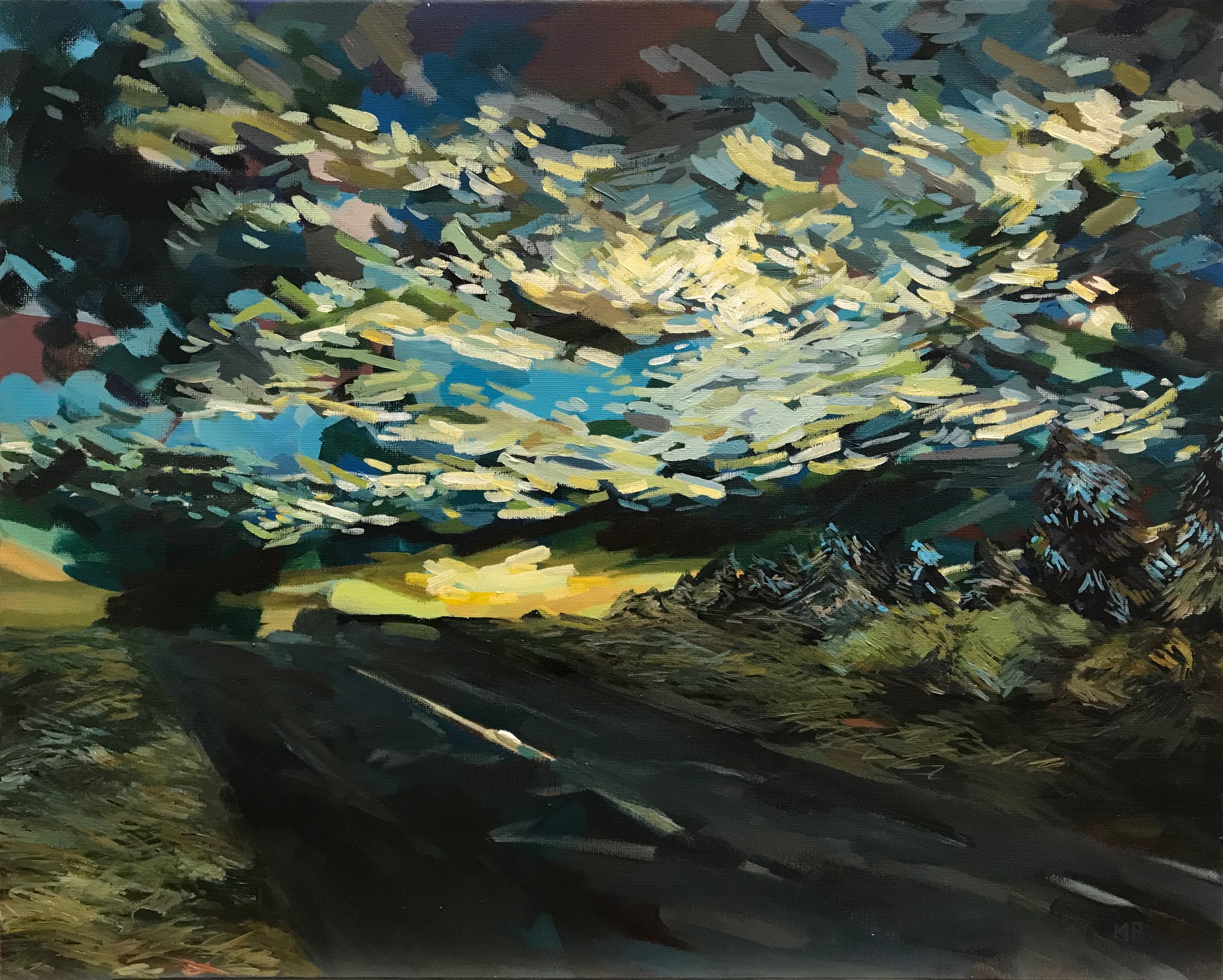 Finding the Place Her Body Will Rest acrylic on canvas 16”x20”
