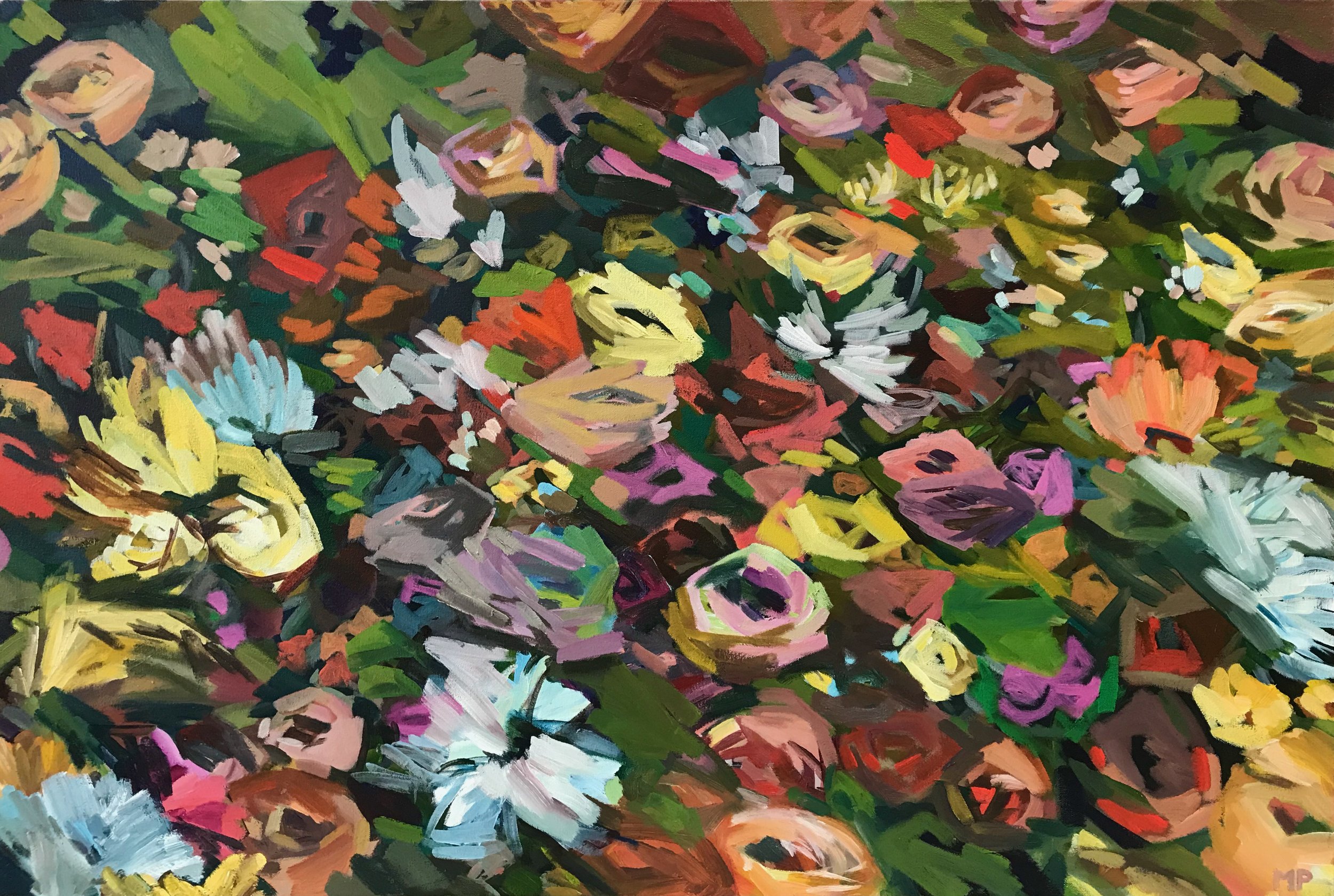 Sibyl is Stillborn and Flowers Came: The Tower acrylic on canvas 24"x36"