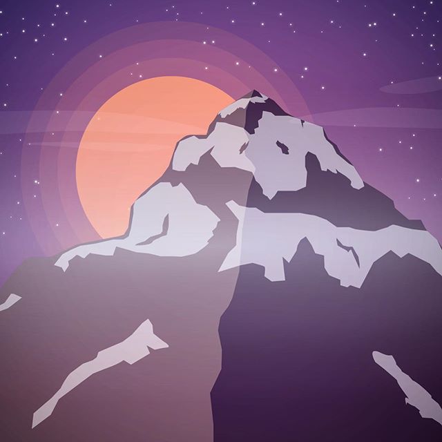 Snow-Covered Mountain at Night

One of two still graphics from an upcoming animation. 
#design #vector #vectorart #animation #mountain #snow #brand #creative #designers #color