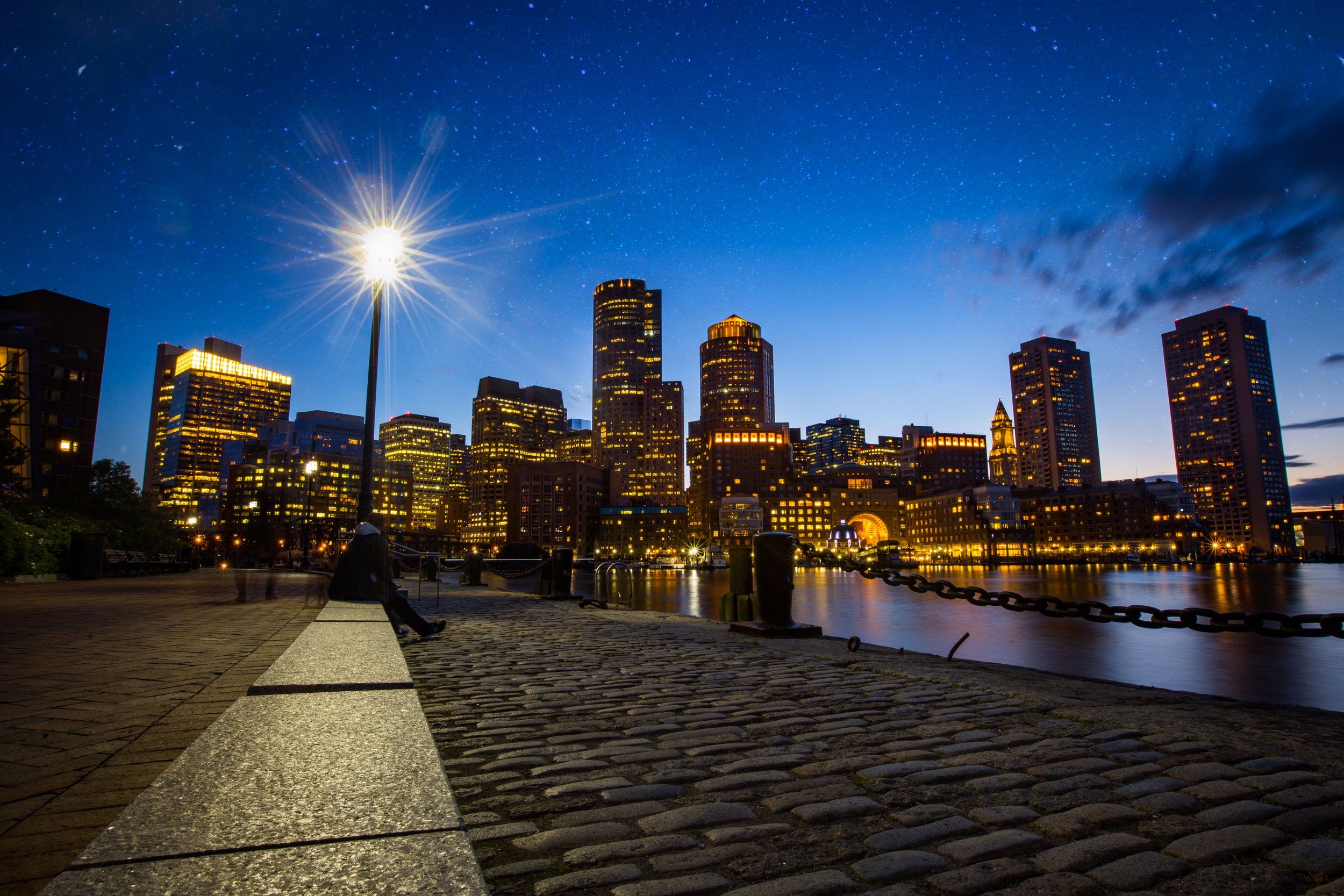 Boston Skyline Over Harbor