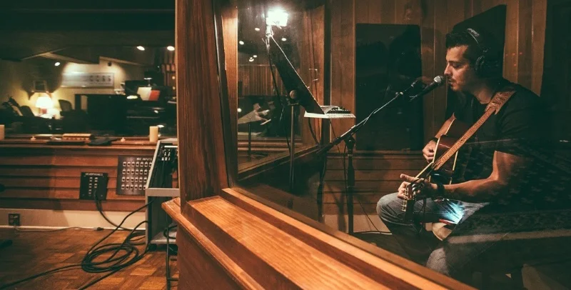  Zaib Khan recording at Cove City Sound Studios , in Glen Cove, NY.