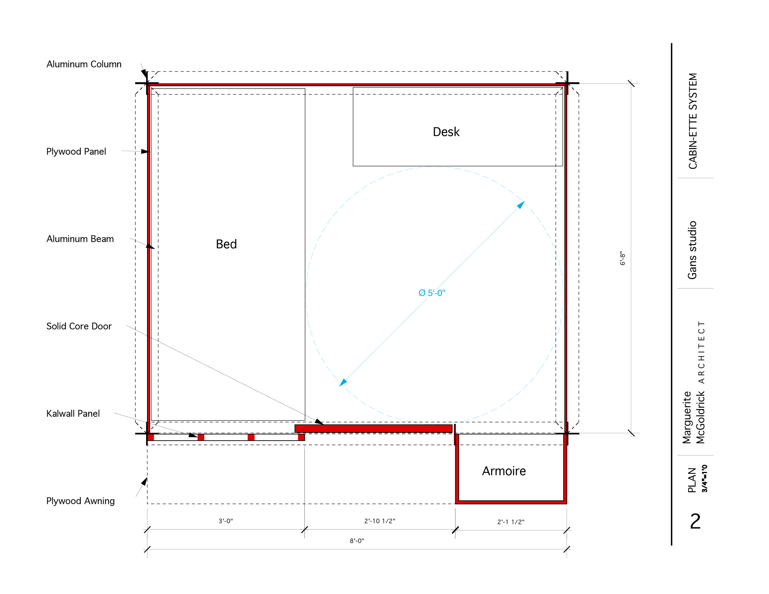 This system was commissioned by the not-for-profit Common Ground Community as "First-Step Housing." Gans, along with former partner Matthew Jelacic and fellow designer Marguerite McGoldrick worked directly with Bowery residents to create a room that could be installed within a larger shelter to provide a place to call home.