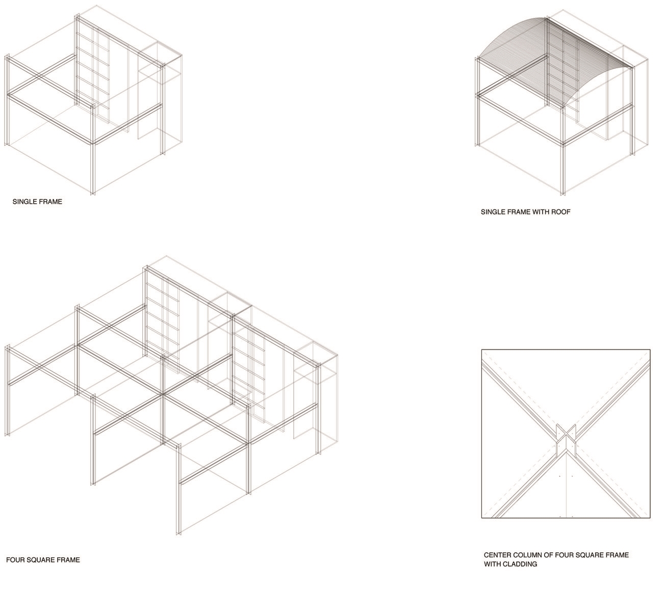 The frame can be shipped flat and then assembled with plywood panels bought on site. Although the prototype was designed for a specific single male population, it has can be adapted for families by conjoining units and for other uses, including emergency housing.