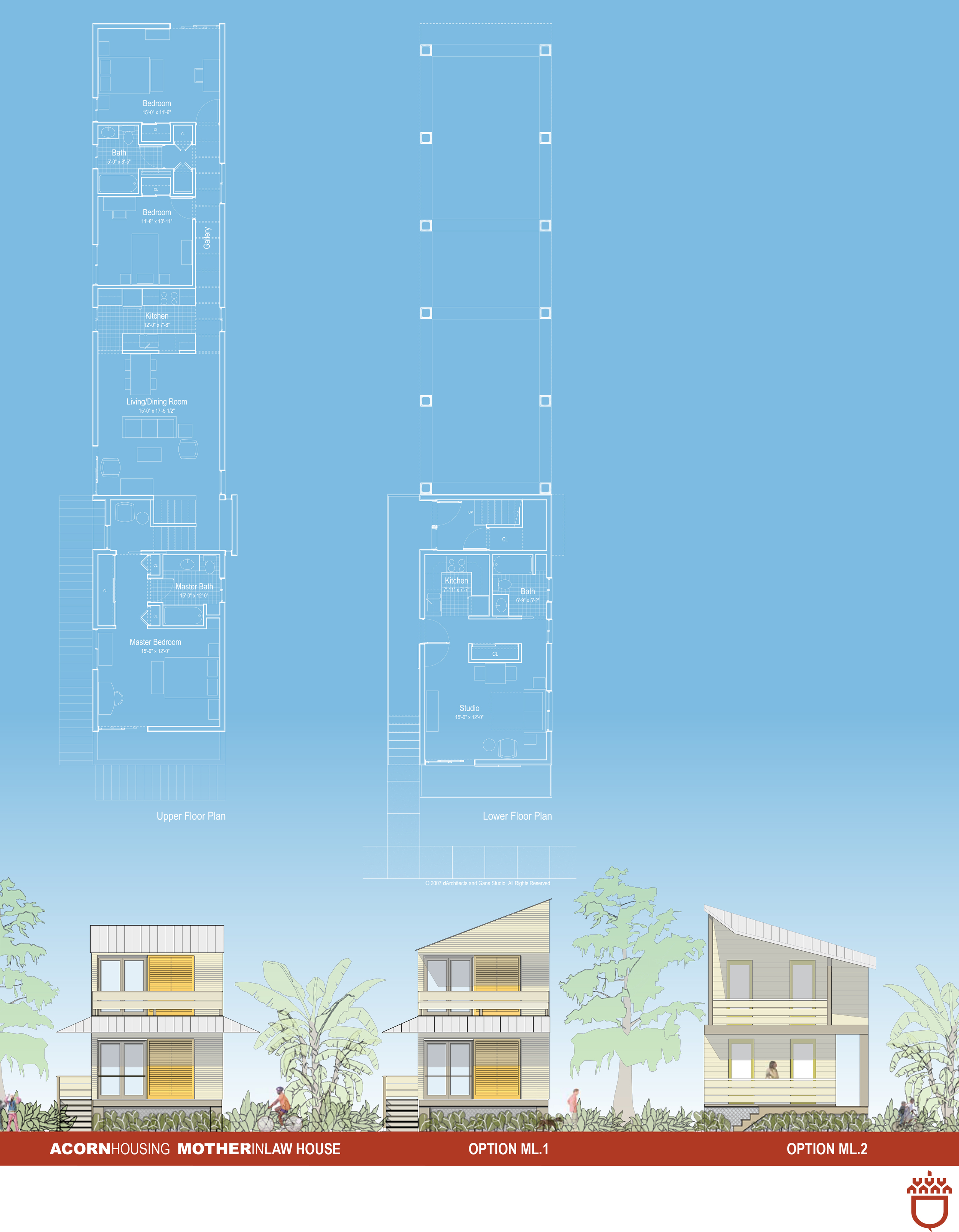 As a consequence of our work on a sustainable neighborhood plan for Plum Orchard, New Orleans after Hurricane Katrina (See Planning), our local partner, ACORN Housing, commissioned Gans studio and DARCH to jointly design a variety of new housing types for over 350 properties in New Orleans East and The Lower Ninth.