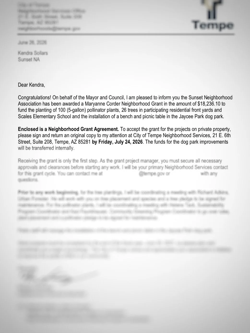 Earlier this year I wrote 3 grants for my neighborhood and today I got word that we won ALL THREE! I am so excited and thankful that we will be getting trees to replace some of those that were lost in the October 2025 microburst, 100 pollinator plant