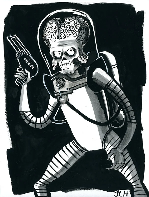 Mars Attack ink drawing.