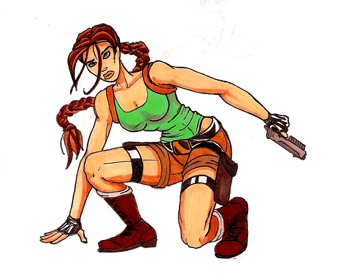  This might be my first drawing of Croft. Classic, no nonsense, drawn with markers and inks. 