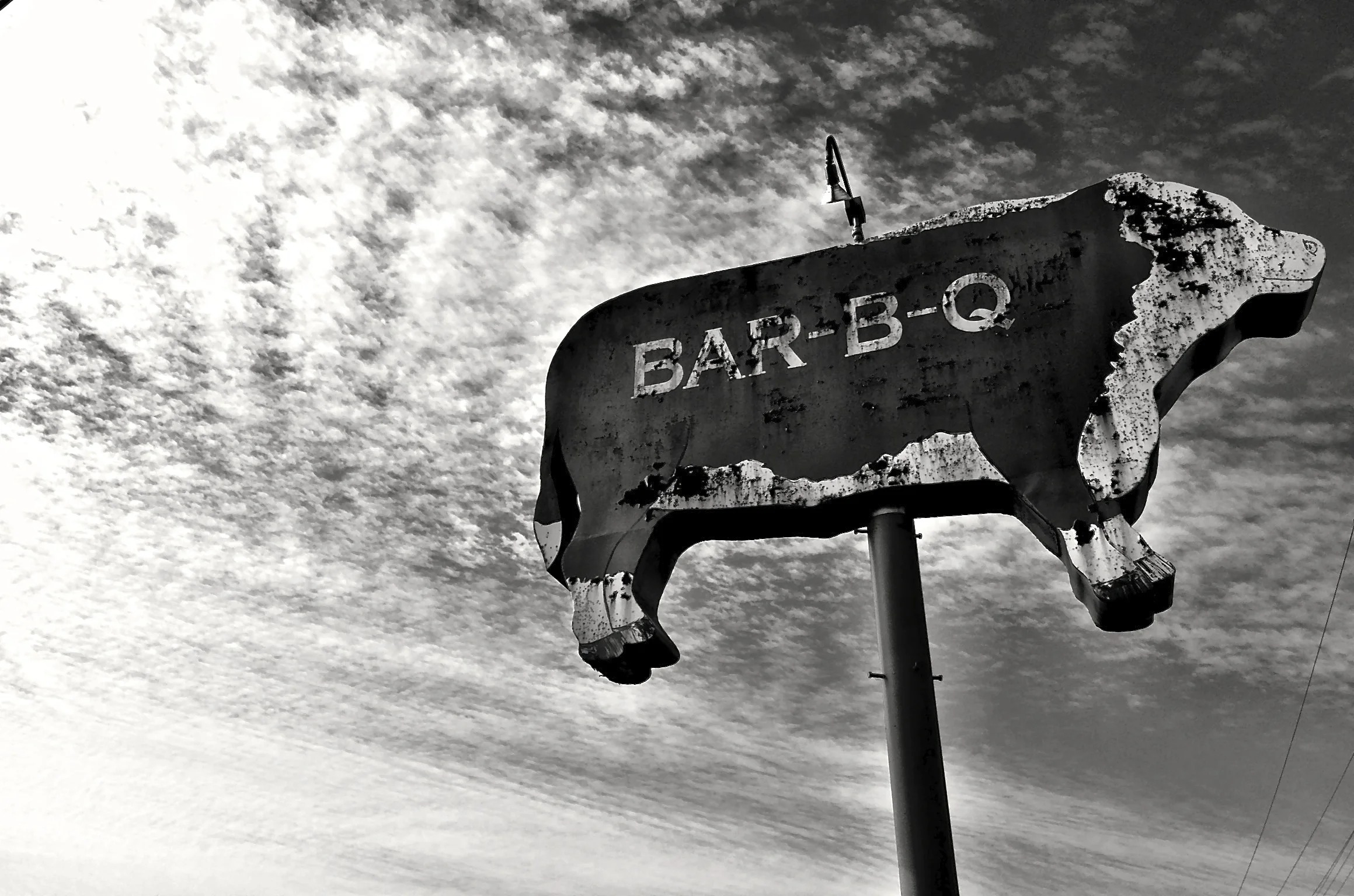 Vintage Hereford BBQ sign (since removed) in Corsicana, Texas.