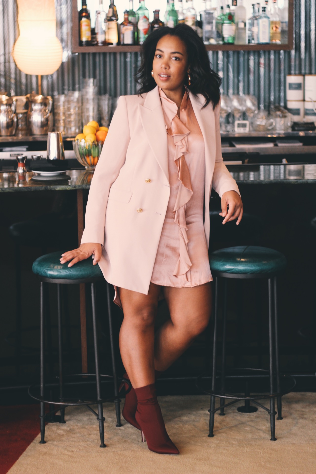 Durham-Hotel-Robinson-Style-Zara-blazer-dress-ruffle-shirt-dress-raid-asos-sock-boots-7.JPG