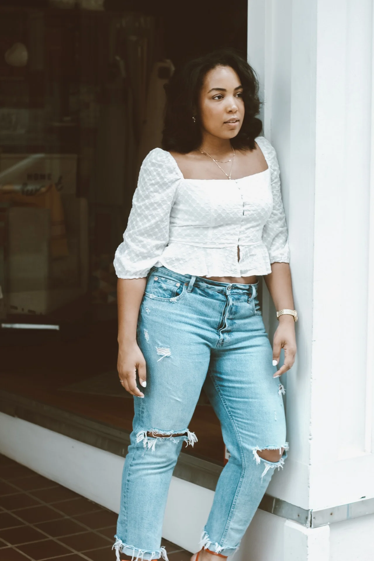 forever 21 eyelet top