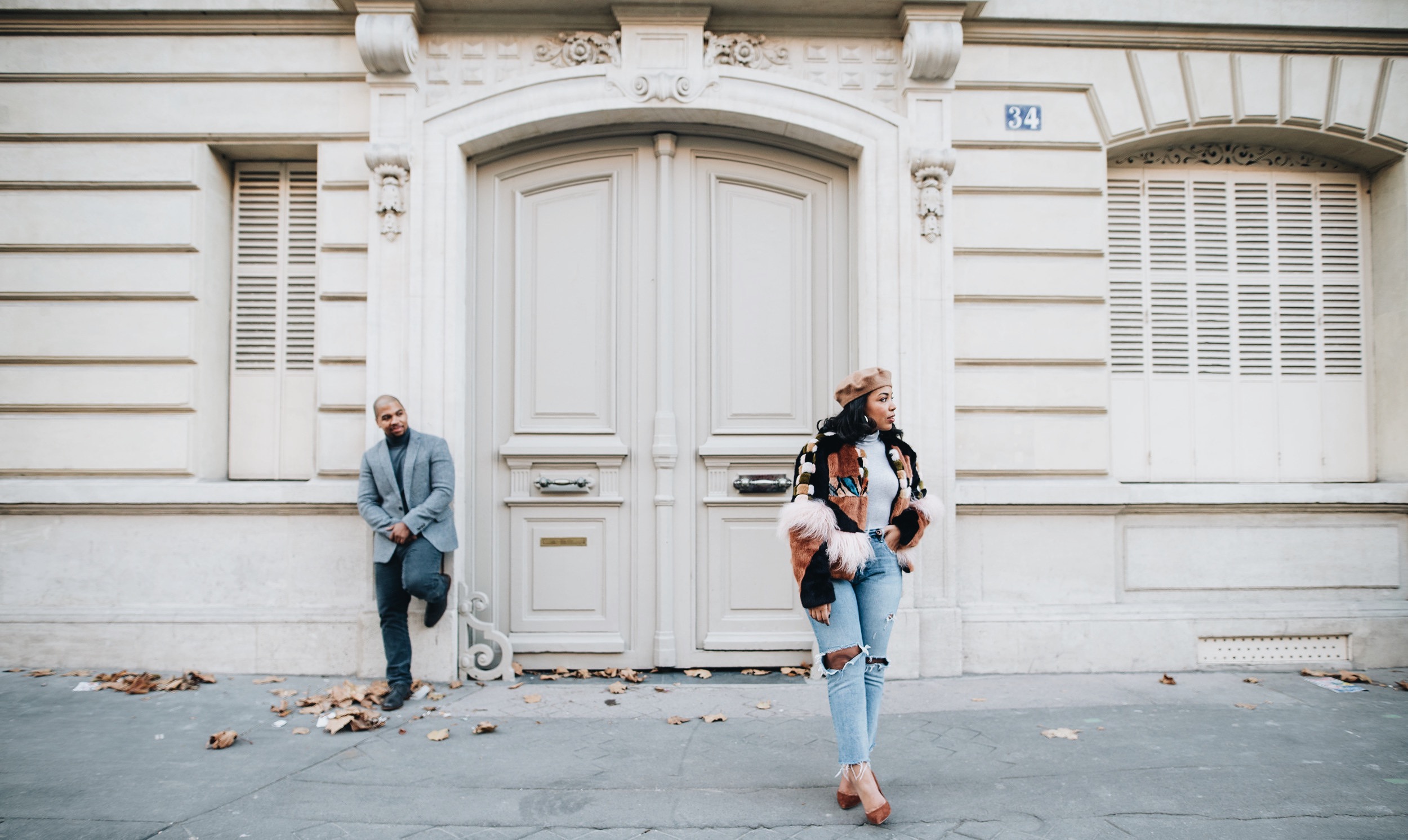 alexis-kotto-faux-fur-jacket-gap-cone-denim-jeans-steve-madden-daisie-heels-free-people-beret-paris-engagement-session-asos-wool-mens-blazer-4.JPG